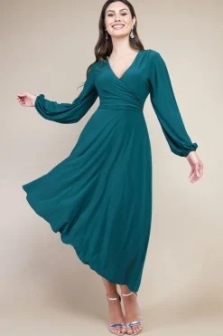Midi Dresses^* Asymmetrical Wrap Midi Dress - Botanical Green Bottlegreen