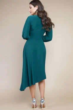 Midi Dresses^* Asymmetrical Wrap Midi Dress - Botanical Green Bottlegreen