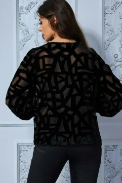 Blouses^* Burnout Pattern Top Black