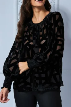 Blouses^* Burnout Pattern Top Black