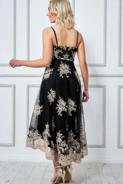 Midi Dresses^* High Low Scalloped Midi Dress Black