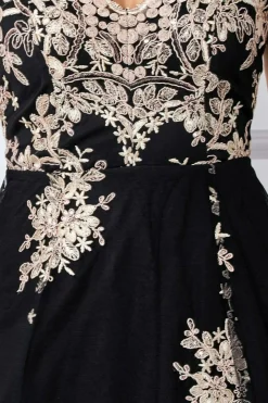 Midi Dresses^* High Low Scalloped Midi Dress Black