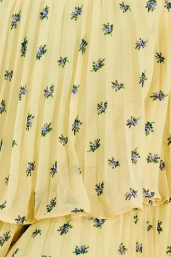 Midi Dresses^* Printed Halter Tiered Midi Dress Light Yellow