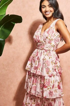 Maxi Dresses^* Tiered Chiffon Floral Maxi Multi