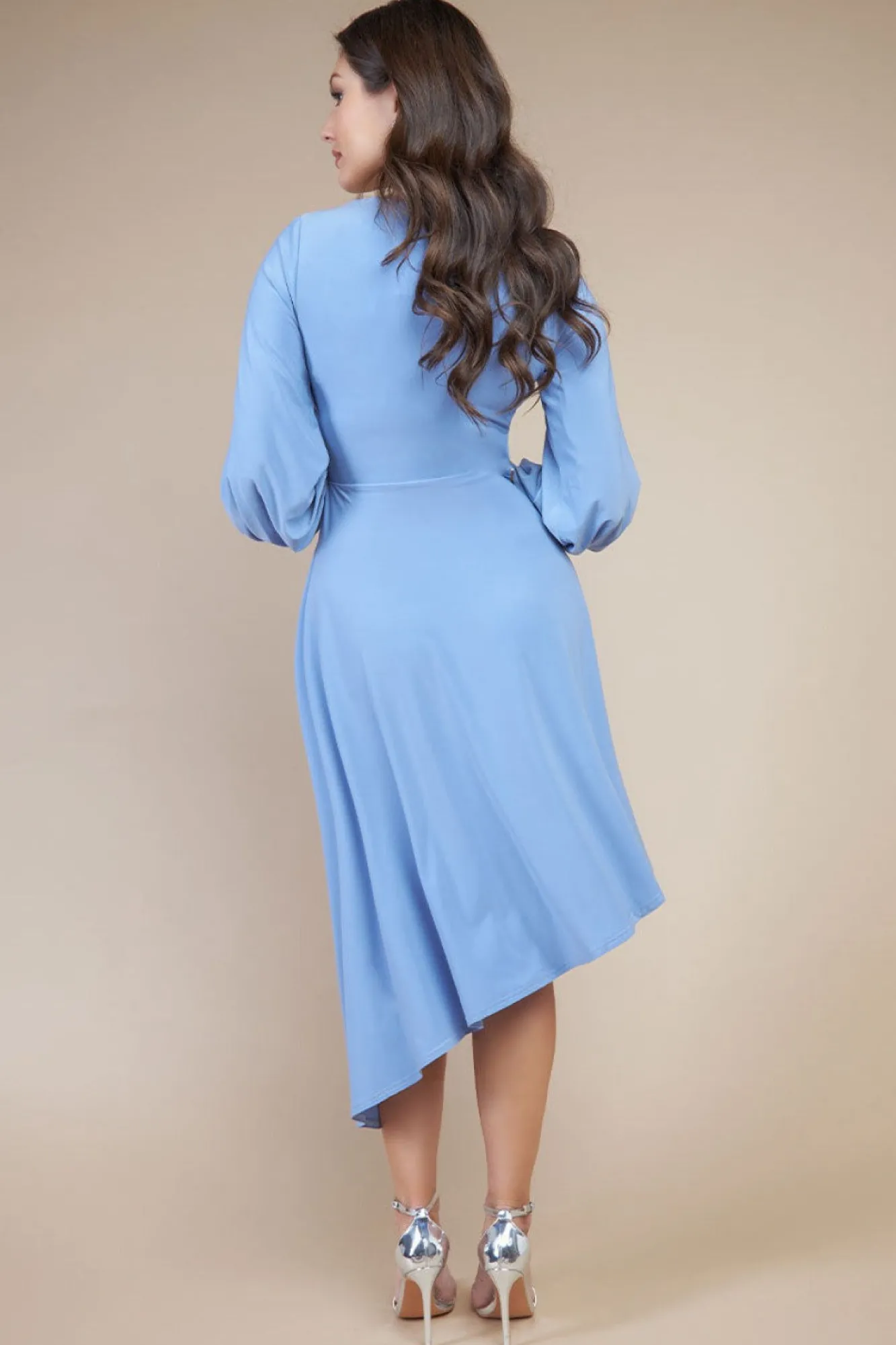 Midi Dresses^* Asymmetrical Wrap Midi Dress - Wedgewood Blue Wedgewoodblue