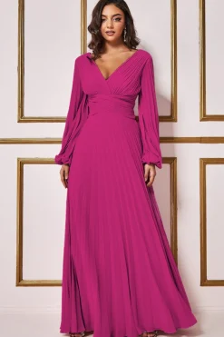 Maxi Dresses^* Balloon Sleeve Chiffon Maxi Magenta