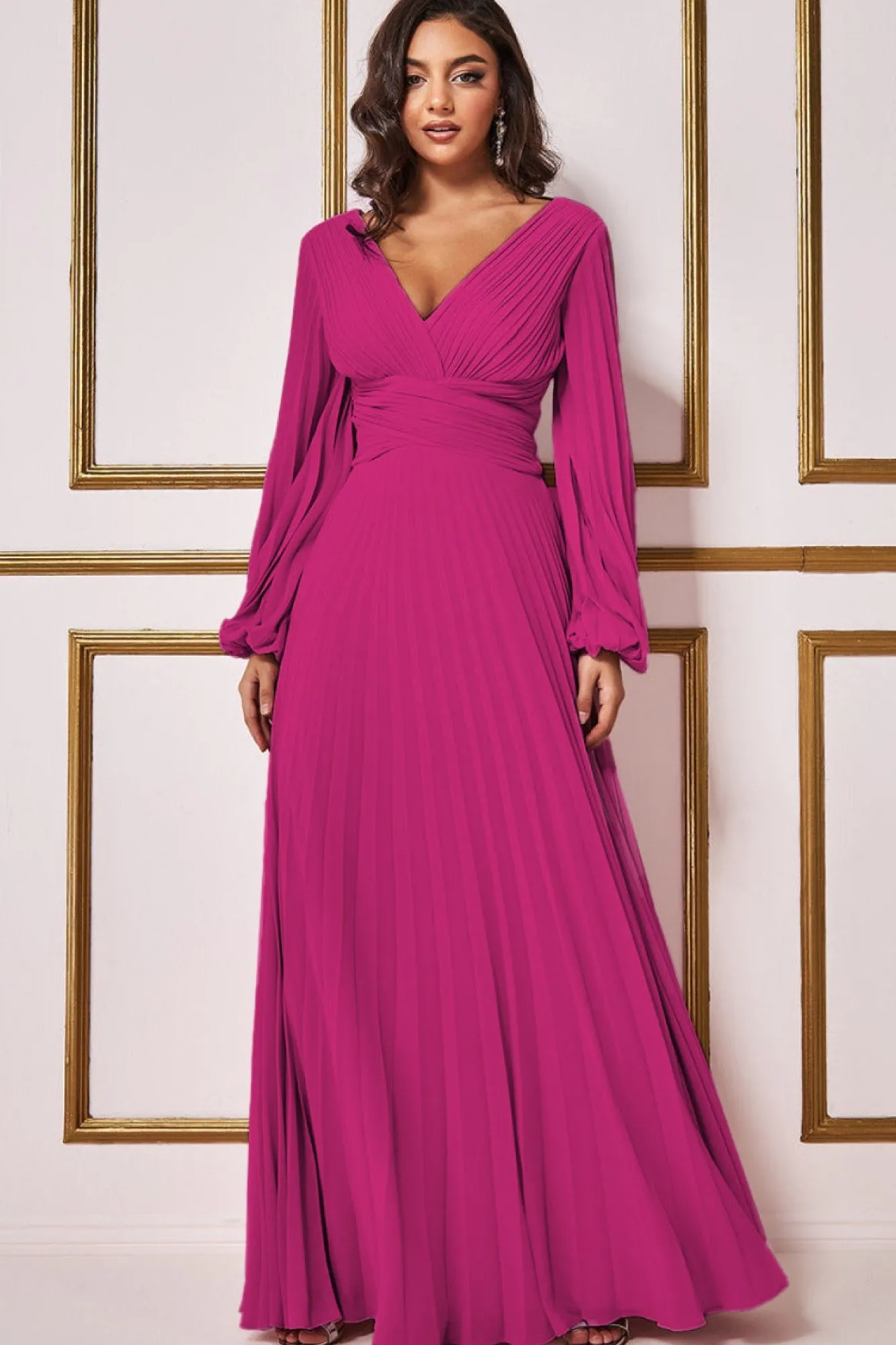 Maxi Dresses^* Balloon Sleeve Chiffon Maxi Magenta