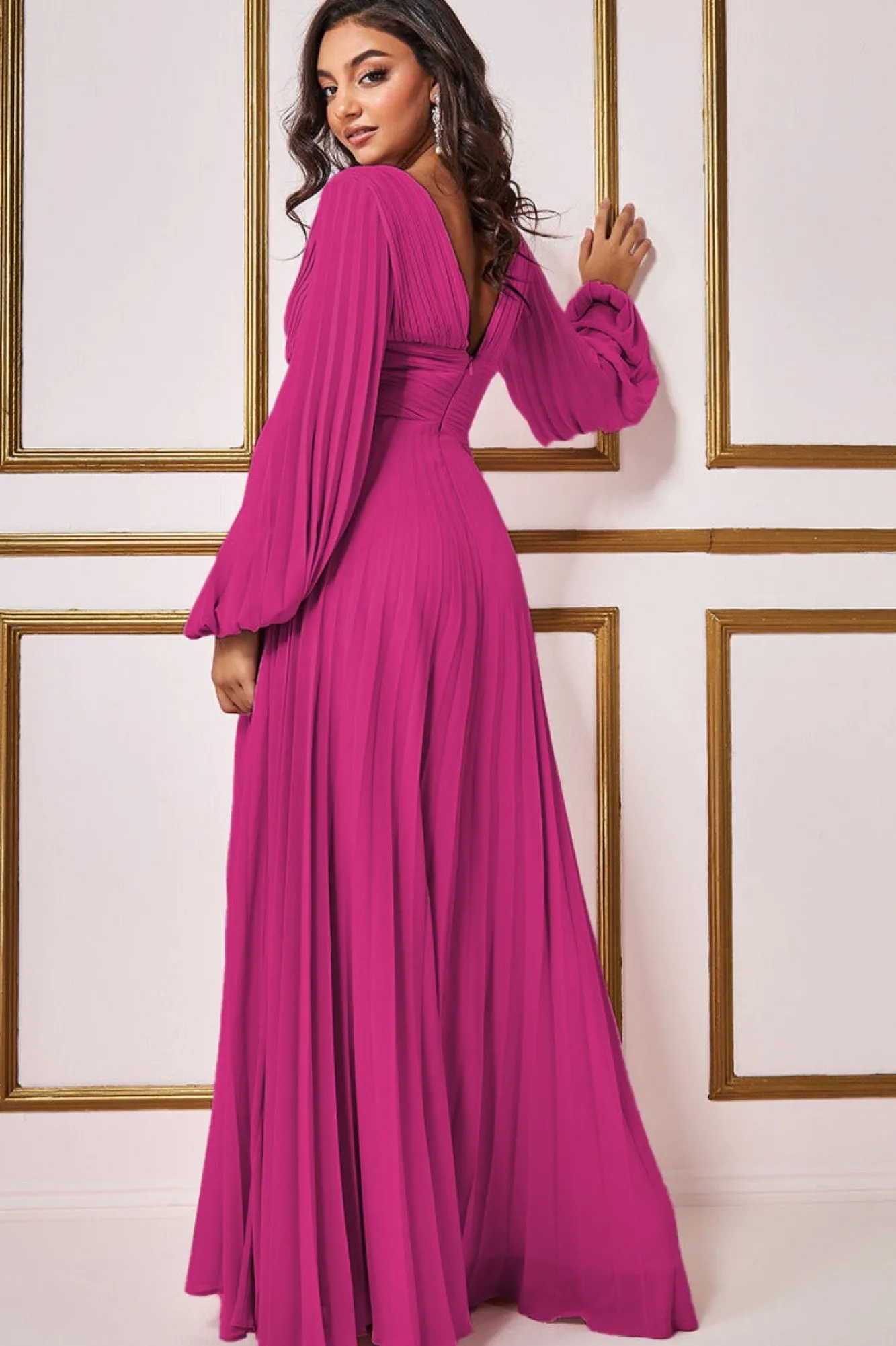 Maxi Dresses^* Balloon Sleeve Chiffon Maxi Magenta