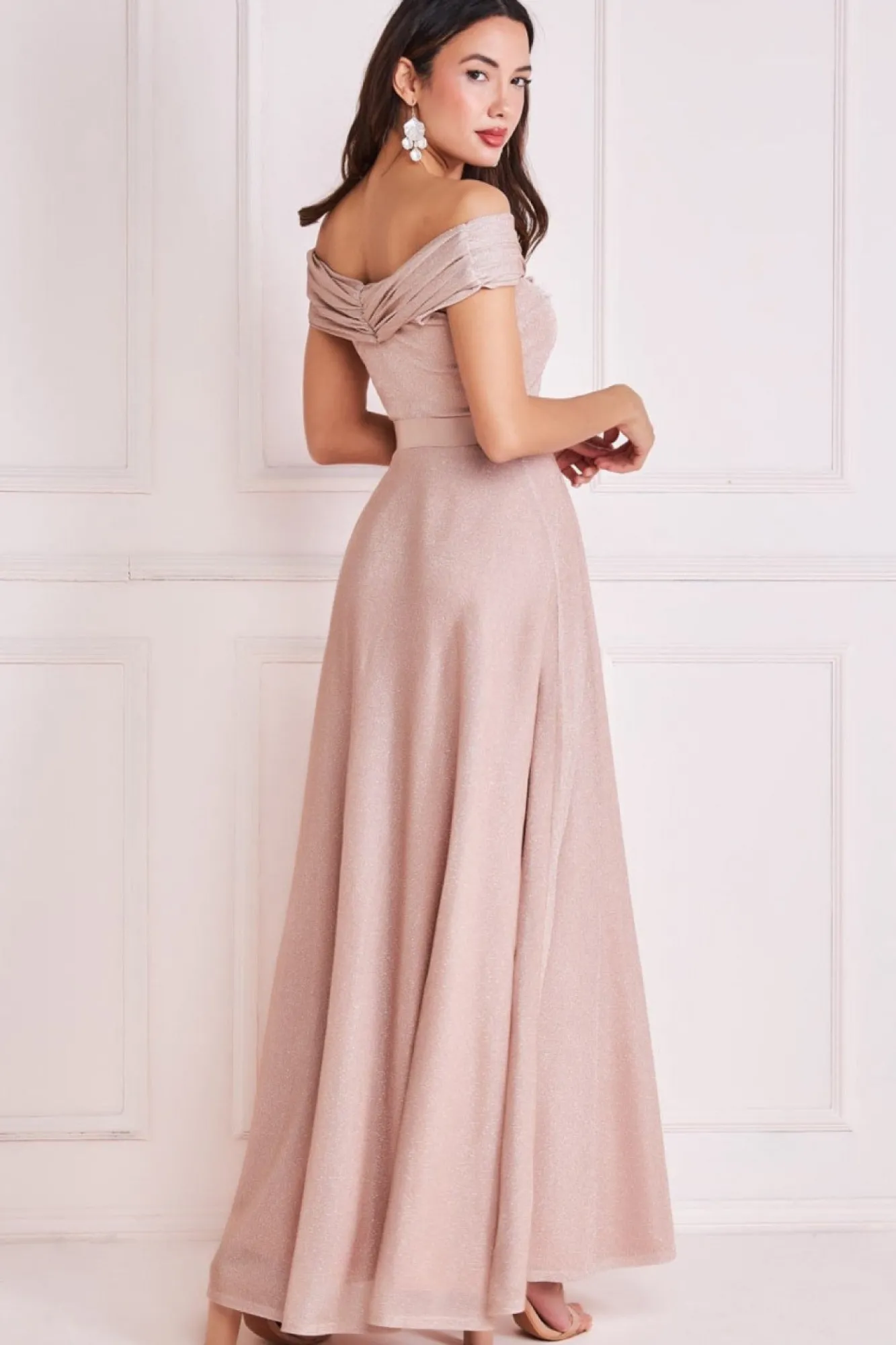 Maxi Dresses^* Bardot Pleated Skirt Maxi Champagne