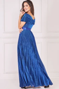 Maxi Dresses^* Bardot Pleated Skirt Maxi Royalblue