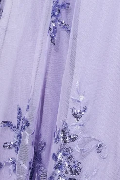 Midi Dresses^* Bardot Sequin & Lace High Low Midi Lilac