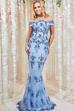 Maxi Dresses^* Bardot Sequin Embroidered Maxi Dress - Powder Blue Powderblue