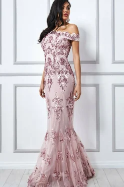 Maxi Dresses^* Bardot Sequin Embroidered Maxi Dress Rose Pink