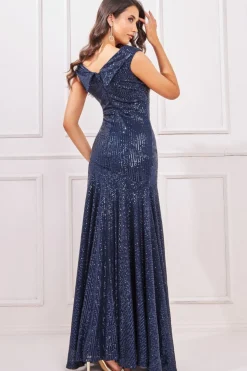 Maxi Dresses^* Bardot Sequin Pleated Maxi Dress Navy