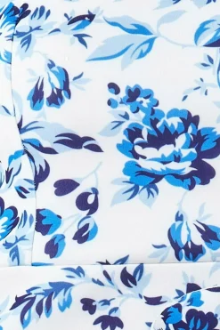 Midi Dresses^* Bow Bandeau Midi With Ruffles Print Blue