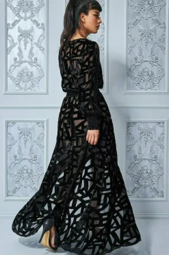 Maxi Dresses^* Burnout Velvet Maxi Dress Black