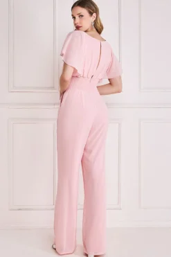 Jumpsuits^* Chiffon Jumpsuit With Flutter Sleeves Blush