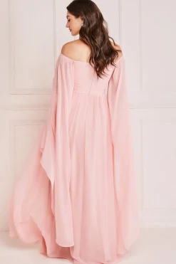 Maxi Dresses^* Chiffon Off The Shoulder Maxi With Wings Blush