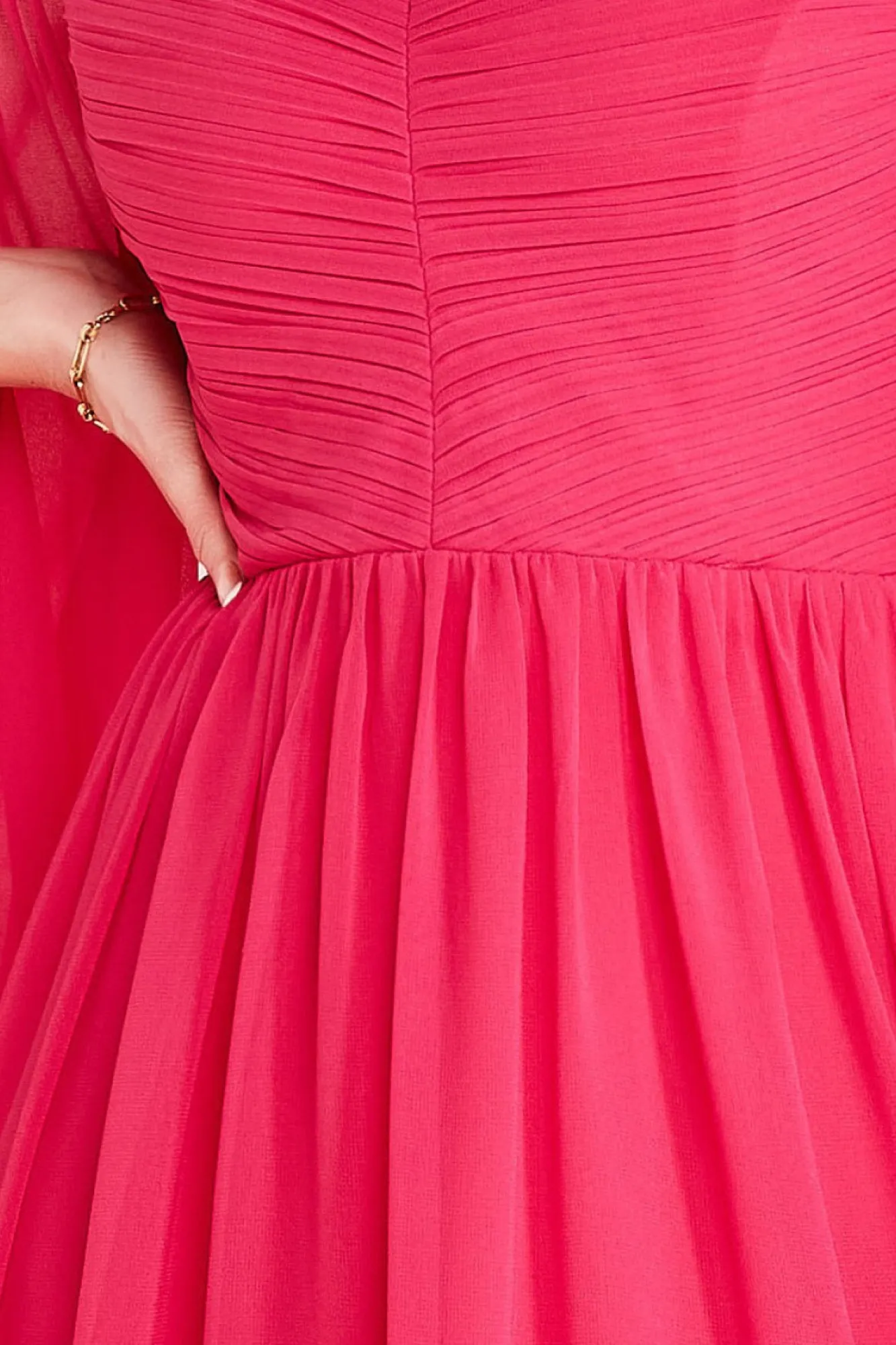 Maxi Dresses^* Chiffon Off The Shoulder Maxi With Wings - Hot Pink Hotpink
