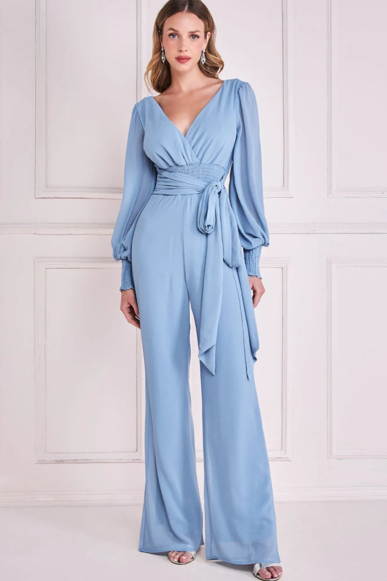 Jumpsuits^* Chiffon Puffy Sleeve Jumpsuit Blue