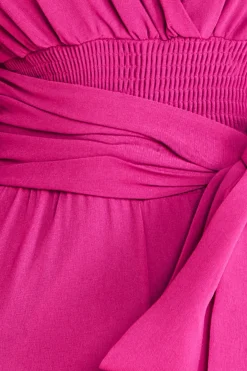 Jumpsuits^* Chiffon Puffy Sleeve Jumpsuit Magenta