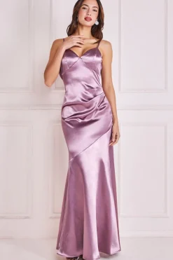 Maxi Dresses^* Cowl Back Satin Maxi Dress Rosepink