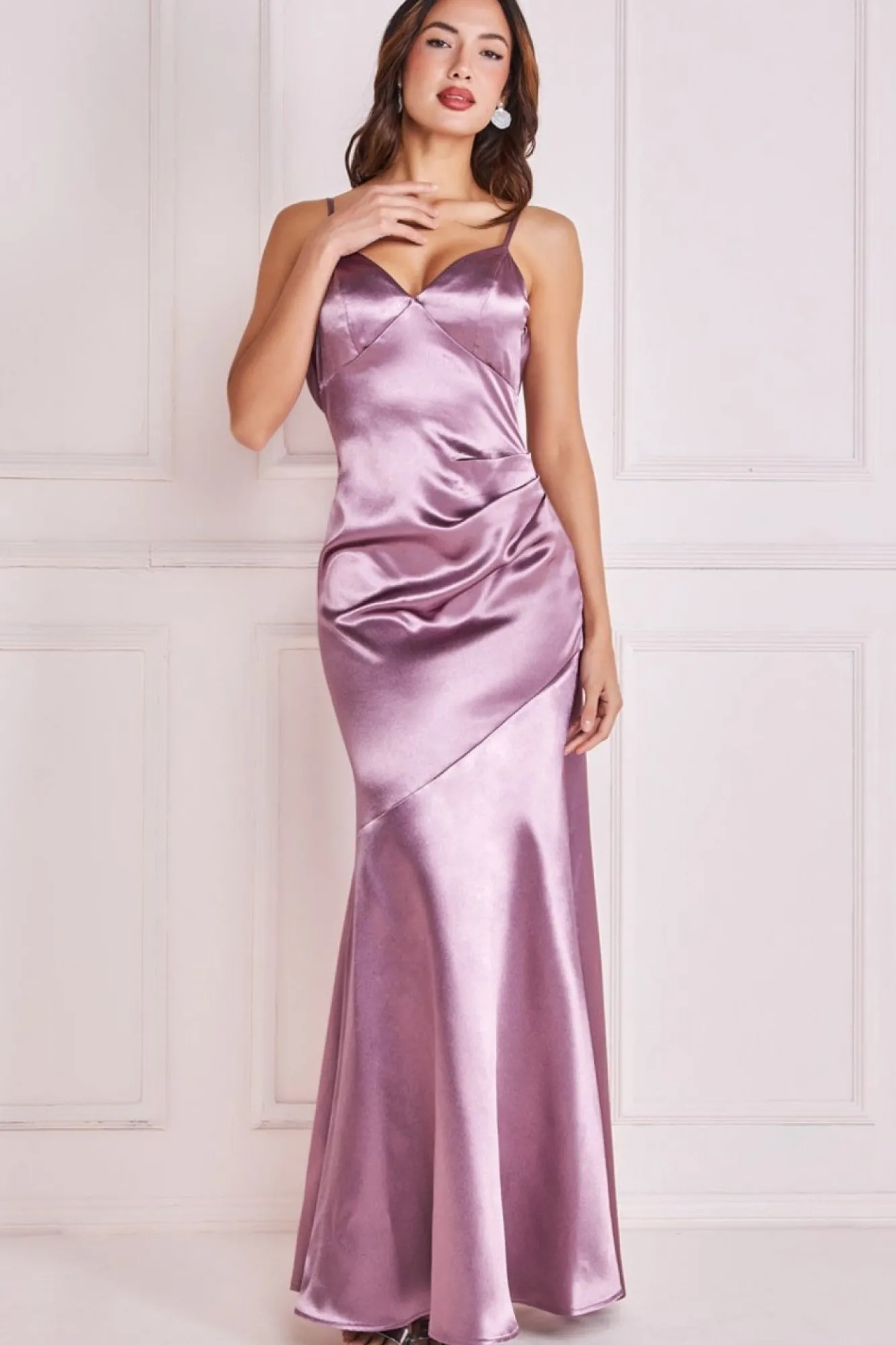Maxi Dresses^* Cowl Back Satin Maxi Dress Rosepink