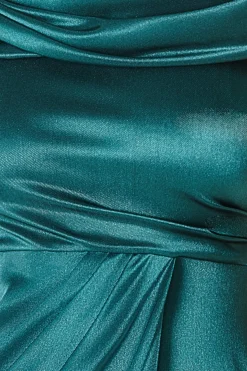 Maxi Dresses^* Cowl Bardot Satin Twill Maxi Dress Emerald Green