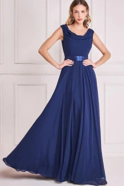 Maxi Dresses^* Cowl Neck Chiffon Maxi Dress Navy
