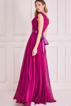Maxi Dresses^* Cowl Neck Chiffon Maxi Dress Magenta