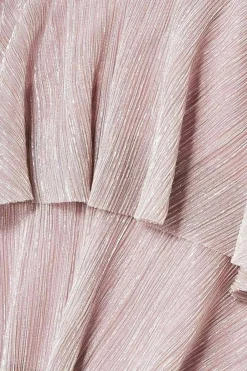 Midi Dresses^* Crinkle Lurex High Low Layered Midi Dress Blush