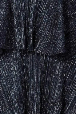 Midi Dresses^* Crinkle Lurex High Low Layered Midi Dress Navy