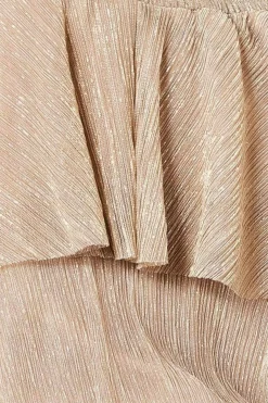 Midi Dresses^* Crinkle Lurex High Low Layered Midi Dress Gold