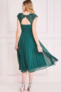 Midi Dresses^* Crochet & Pleated Top Midi Emerald