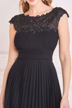 Midi Dresses^* Crochet & Pleated Top Midi Black