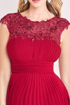 Midi Dresses^* Crochet & Pleated Top Midi Burgundy