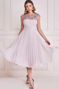 Midi Dresses^* Crochet & Pleated Top Midi Blush