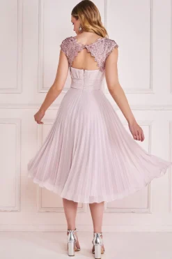 Midi Dresses^* Crochet & Pleated Top Midi Blush