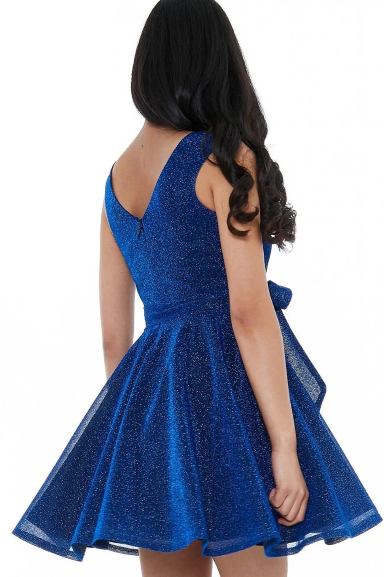 Mini Dresses^* Cross Over Sleeveless Midi Skater Dress Royalblue