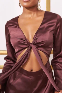 Jumpsuits^* Cut Out Satin Jumpsuit Brown