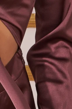 Jumpsuits^* Cut Out Satin Jumpsuit Brown