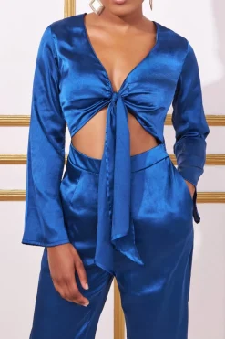 Jumpsuits^* Cut Out Satin Jumpsuit Navy