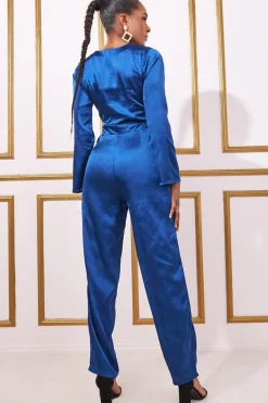 Jumpsuits^* Cut Out Satin Jumpsuit Navy