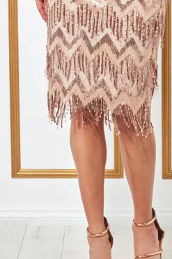 Midi Dresses^* Dangling Sequin Flapper Midi Dress Gold