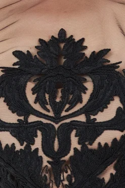 Midi Dresses^* Embroidered Mesh & Scuba Midi Dress Black