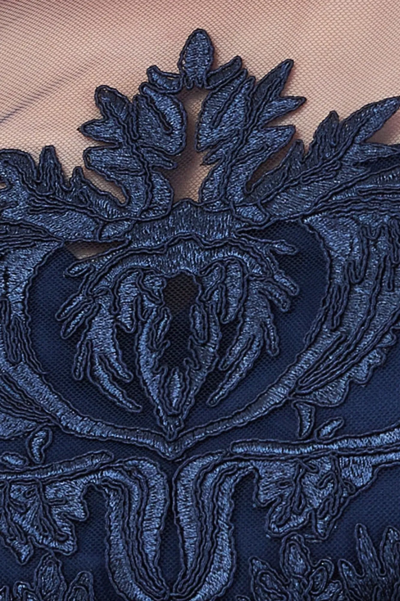 Midi Dresses^* Embroidered Mesh & Scuba Midi Dress Navy