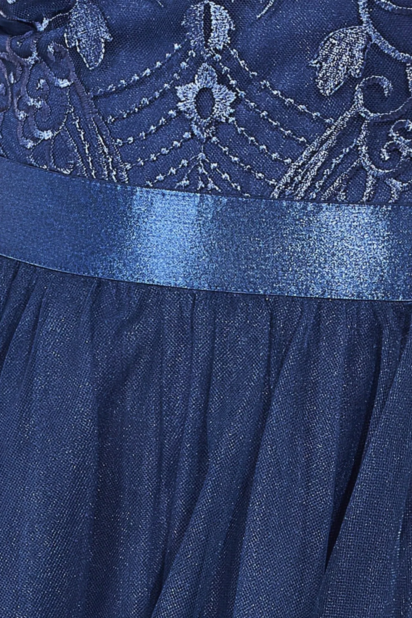 Maxi Dresses^* Embroidered Mesh Maxi Dress Navy