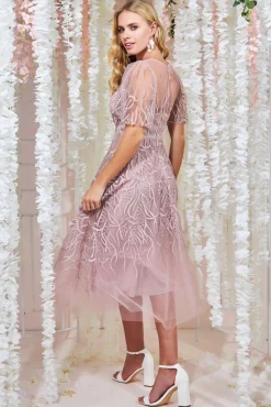 Midi Dresses^* Embroidered Mesh Midi Dress Blush