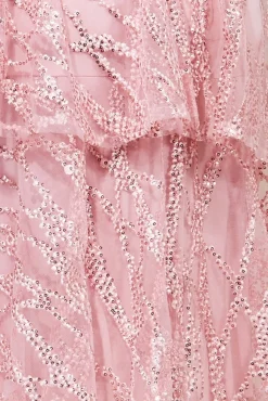 Midi Dresses^* Embroidered Mesh Tiered Midi Dress Pink