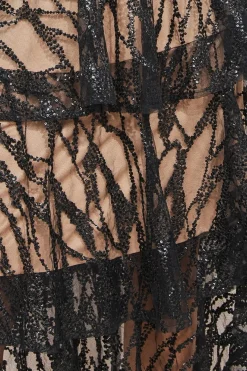 Midi Dresses^* Embroidered Mesh Tiered Midi Dress Black